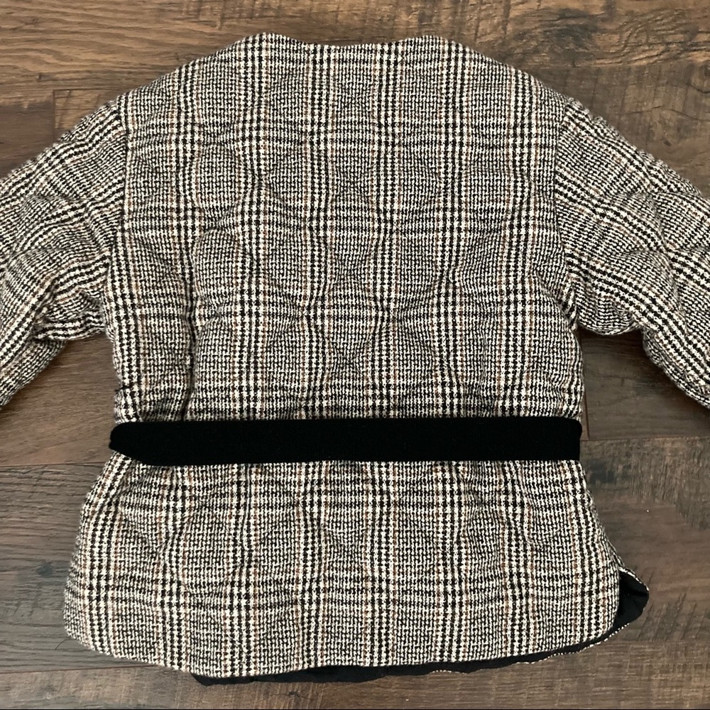 Zara Girls Sz 8 Quilted Wool Blend Plaid Jacket - Picture 6 of 10